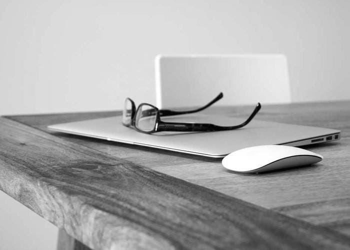 Clean white workspace with minimal decorative elements